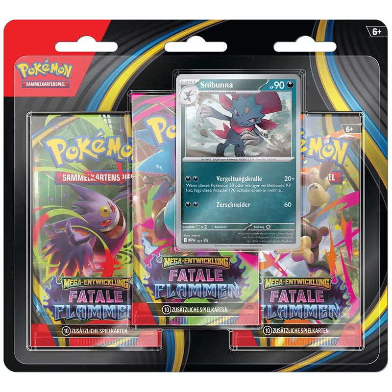 Pokemon "Fatale Flammen" - 3er Blister "Snibunna"