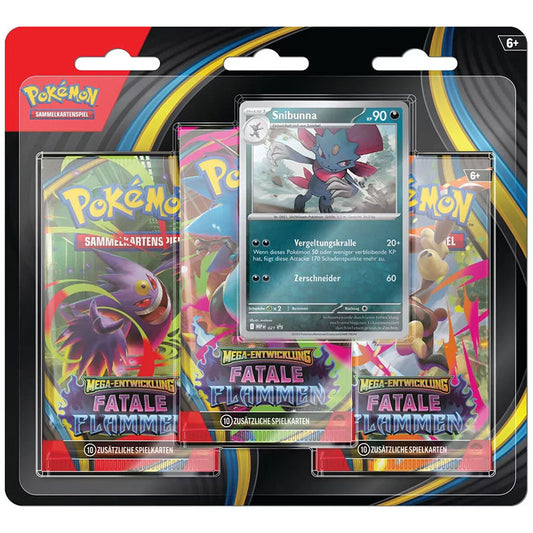 Pokemon "Fatale Flammen" - 3er Blister "Snibunna"